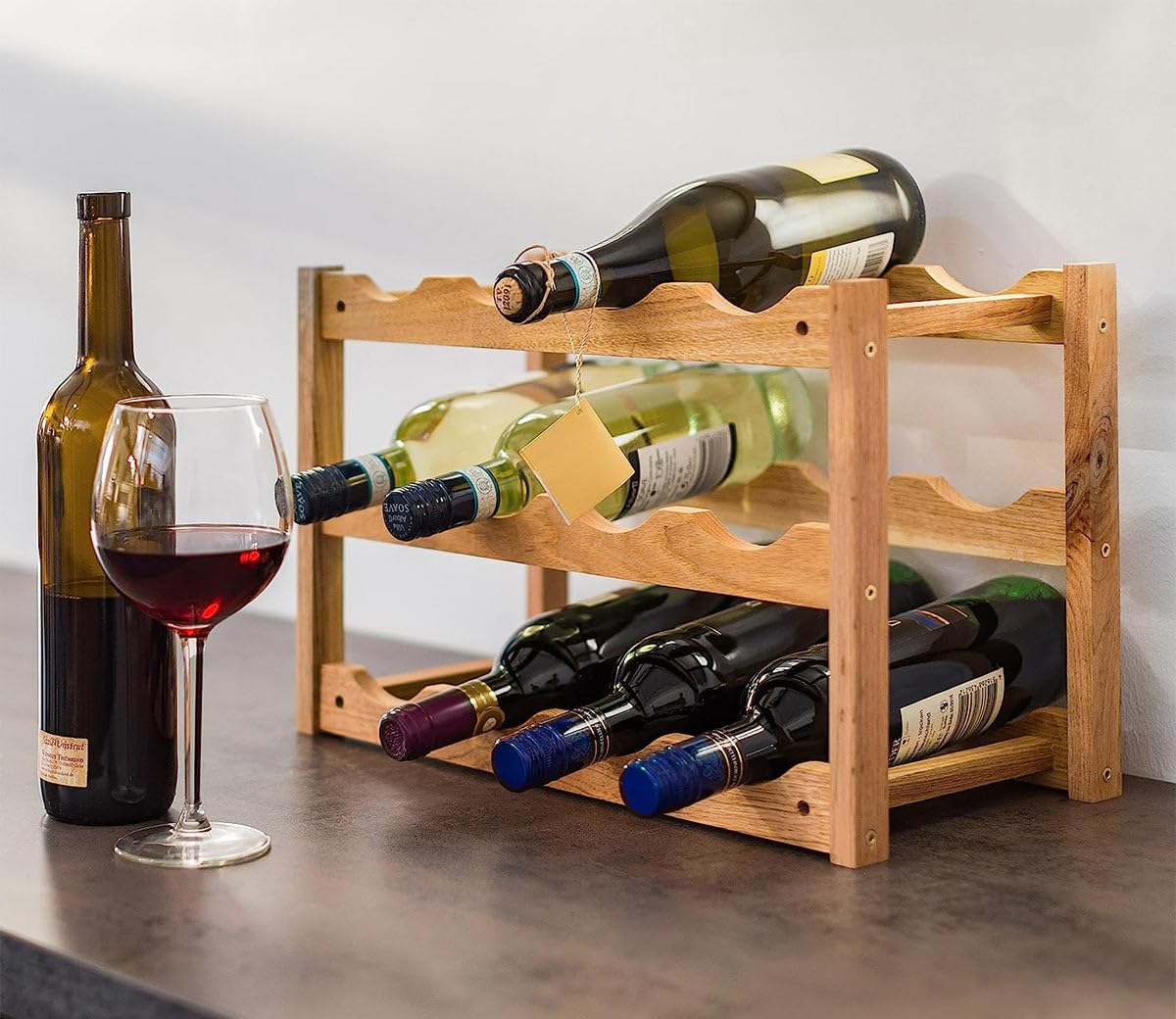 LIN HOME XZ-22286 Botellero Vino Madera para Almacenar de Manera Óptima hasta 12 Botellas de Vino — view 3