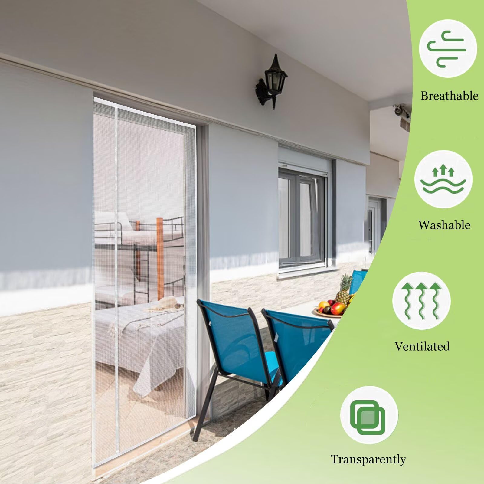 Zanzariera Magnetica 160x260cm Bianco Zanzariera Magnetica per Porta Non È Necessario Praticare Fori Tende Porta Finestra per Porte Finestre Scorrevole Balcone, Chiusura Automatica