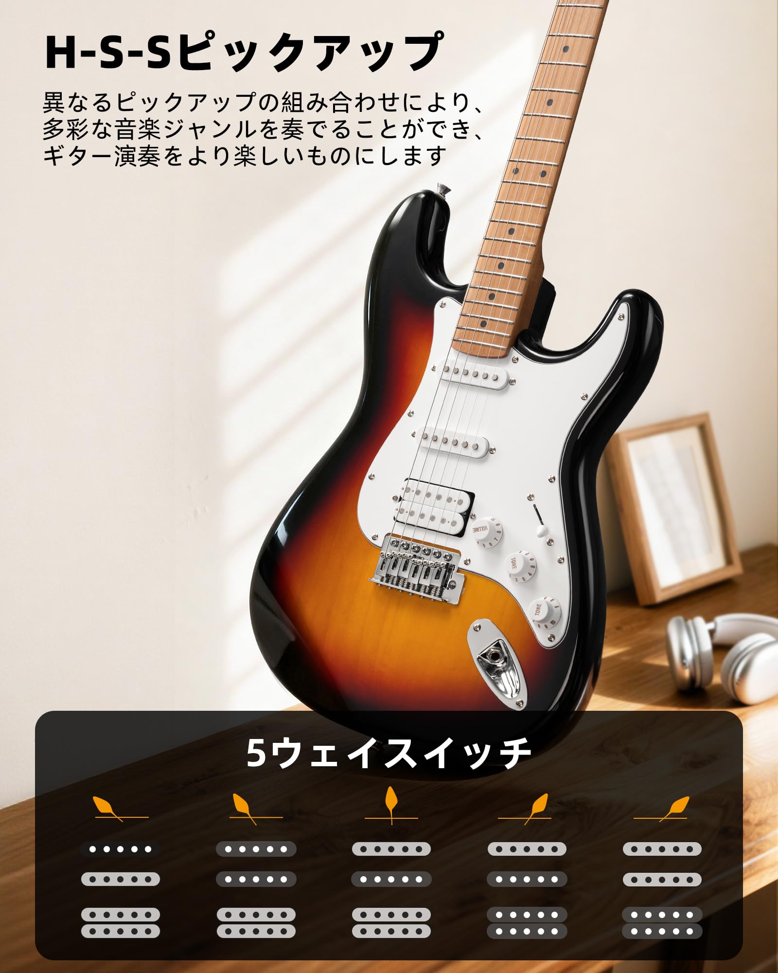 Amazon | LEKATO エレキギター 39インチ HSSピックアップ搭載 初心者