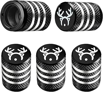 DECURCAR Tire Valve Stem Cap Cover - (5 Pack) Tire Air Cap Corrosion Christmas Reindeer Antler Antlers Auto Accessories Decoration for Car Truck Bike Black