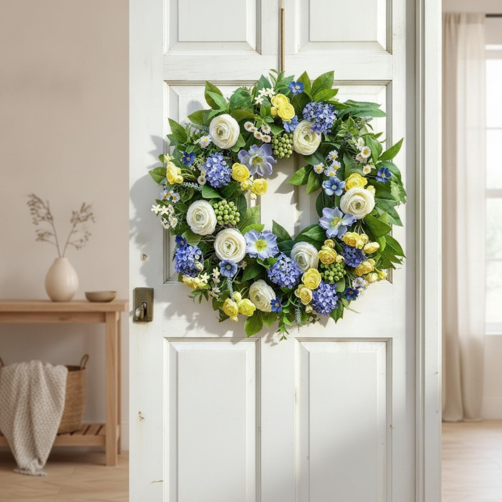 Ghirlanda Floreale Artificiale Ghirlanda Decorativa Corona Fiori Ghirlanda Verde in Tessuto con Foliage E Fiori Misti per Effetto Naturale Adatta per, style to 2