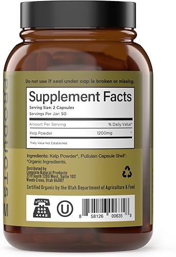 Miniatura 3 de Suplemento en polvo de algas marinas crudas – Cápsulas de 600 mg 100 píldoras en polvo de algas marinas crudas y suplemento de apoyo para la tiroides