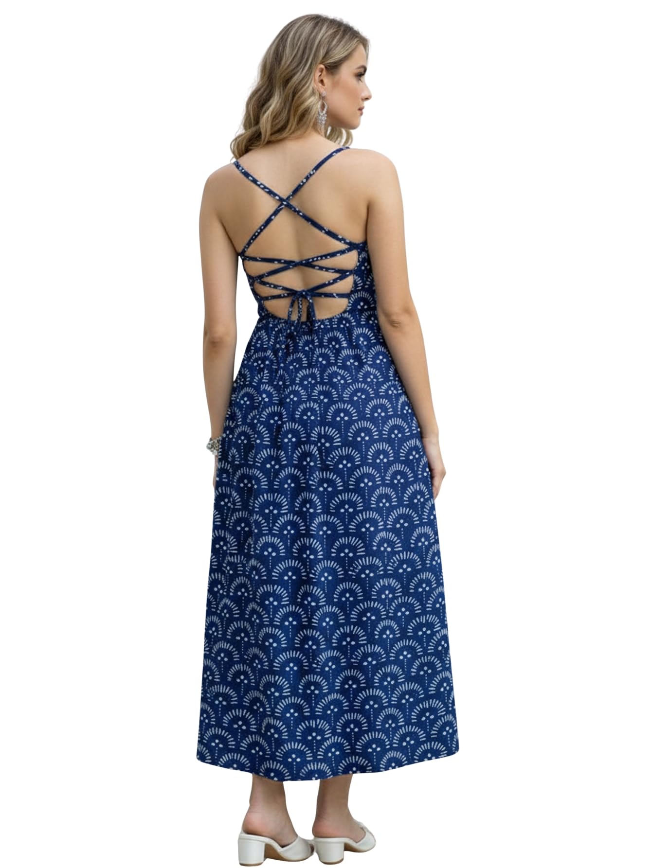aahwan White Printed Round Neck Sleeveless Backless Long Indo Western Fusion Dress for Women's & Girl's-picture-30