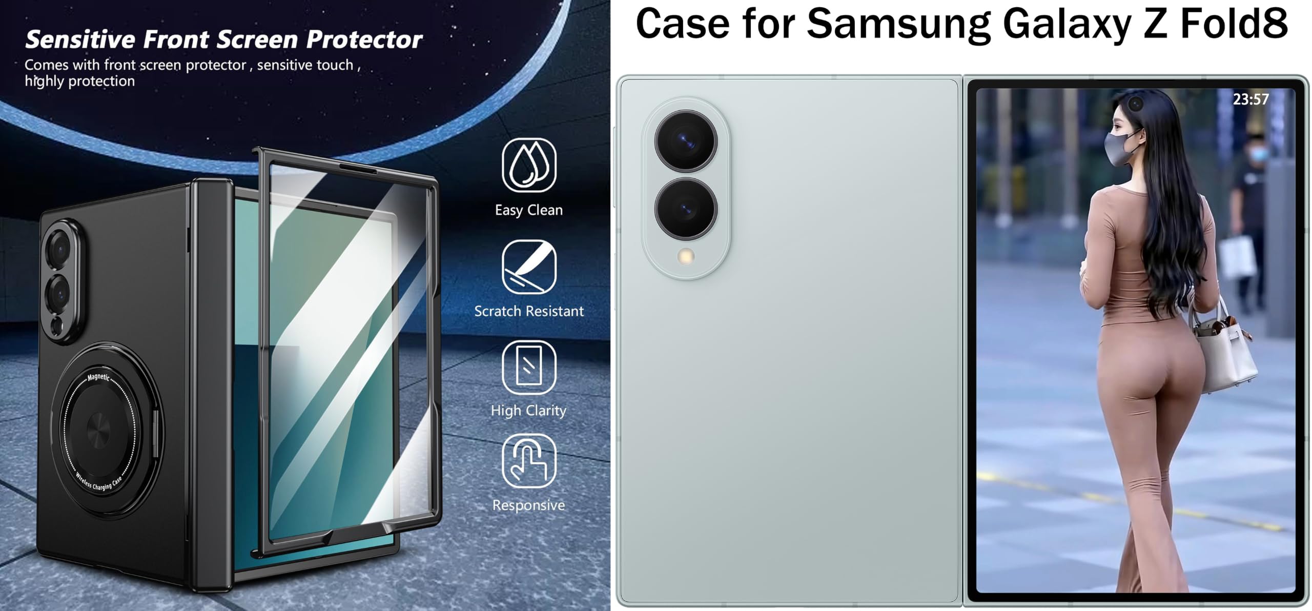 Coque de Téléphone Portable en Métal pour Samsung Galaxy Z Fold8. Galaxy Z Fold 8 Étui pour Téléphone Portable à Écran Pliant. Housse à Charnière. Support Magnétique Rotatif, Case