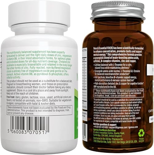 Miniatura 6 de Neurobalance + Focus Brain Booster - Paquete vegano de alta absorción, zinc, magnesio y B6 + cafeína, aminoácidos y vitaminas B metiladas, por