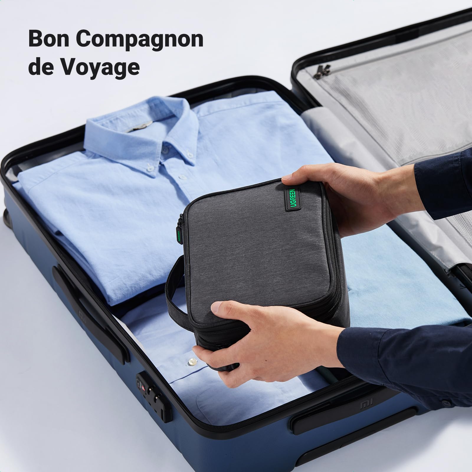 UGREEN Sac Câble Multifonctionnel Rangement Électronique Pochette Protection Voyage 2 Couches