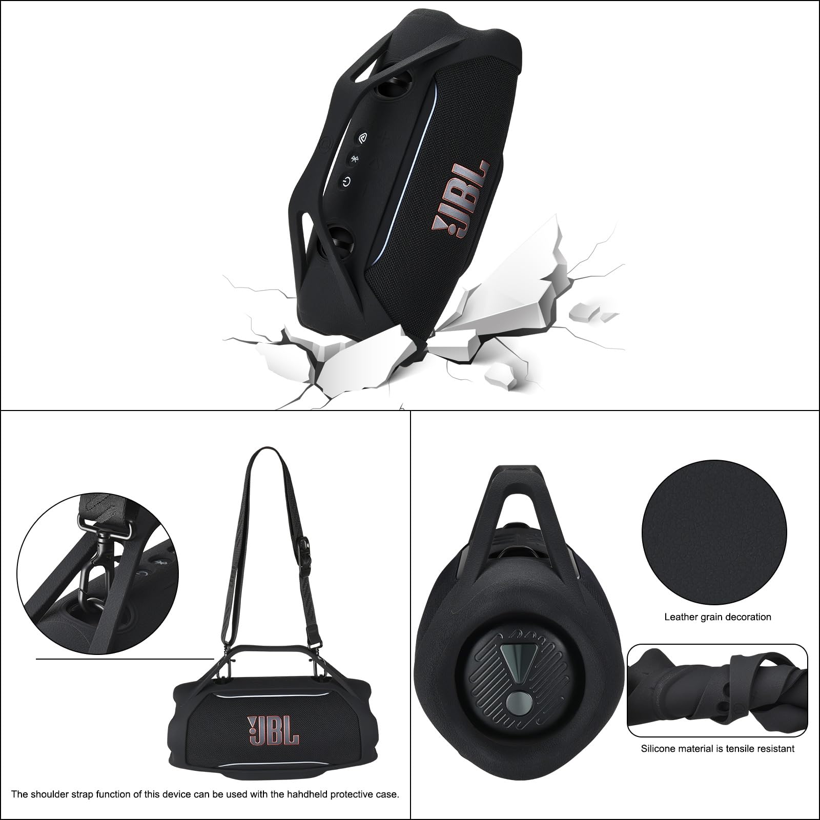 Silikon Schutzhülle für JBL Xtreme 5, Handliche Reise Silikonhülle (Schwarz)