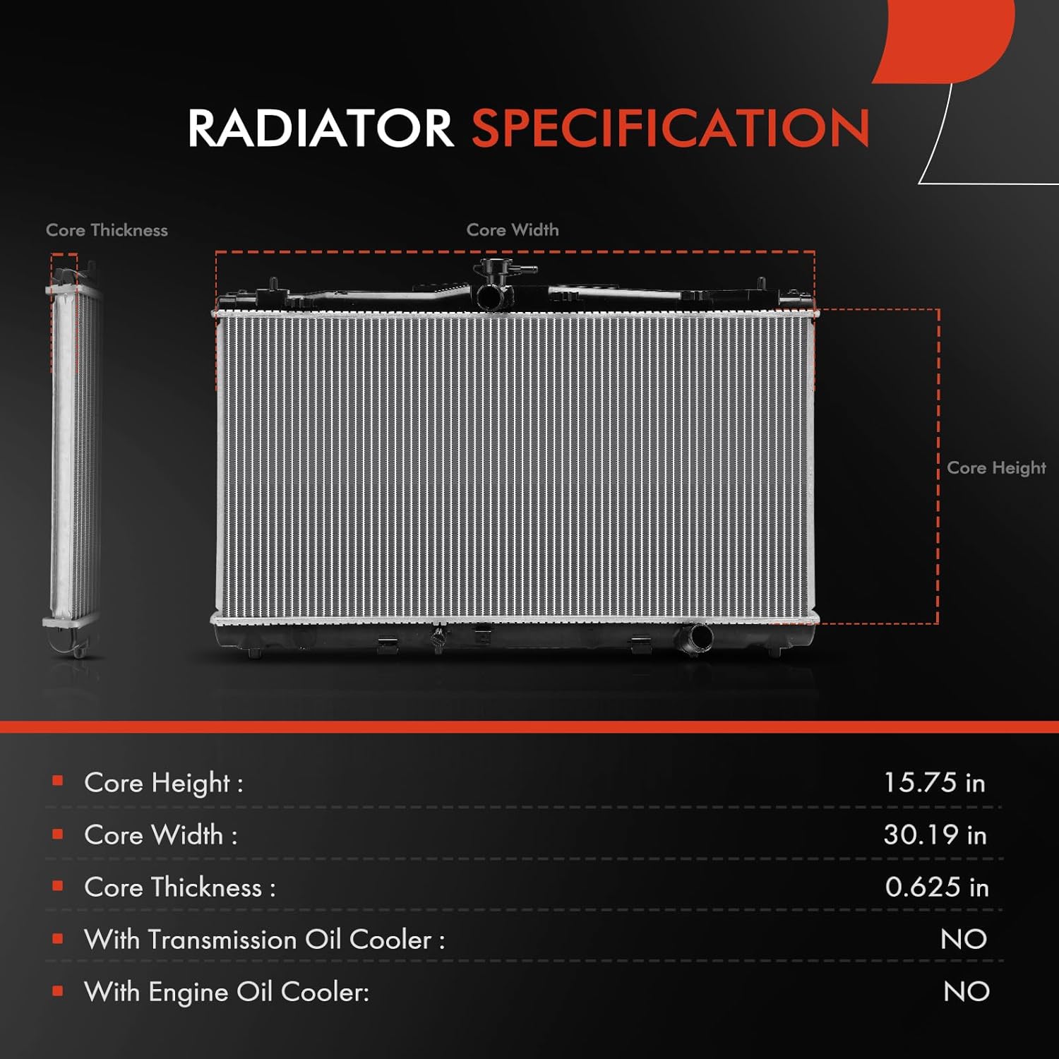 A-Premium Engine Coolant Radiator Assembly Compatible with Lexus ES350 2013-2018, ES300h 2013-2018, 2.5L 3.5L