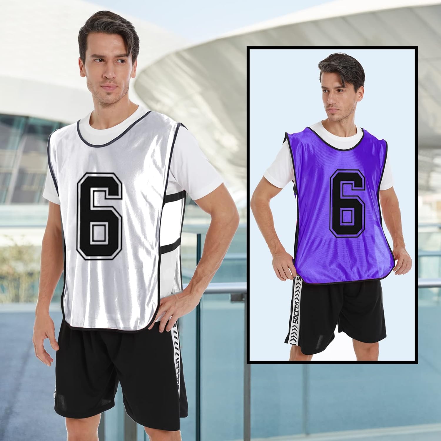 Sports Pinnies-Numbered Practice Vest Pennies for Soccer Basketball Jersey Bibs -Set of 12/Youth Adults Team