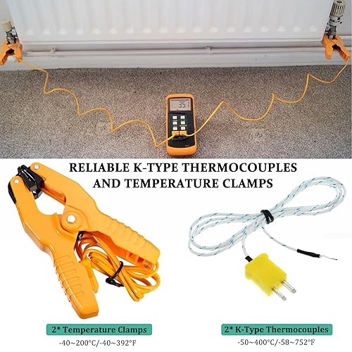 Miniatura 5 de Termómetro de termopar tipo K Probador de termopar de canales dobles (-58  2372 F) Medidor de escala Kelvin de temperatura de alta precisión con