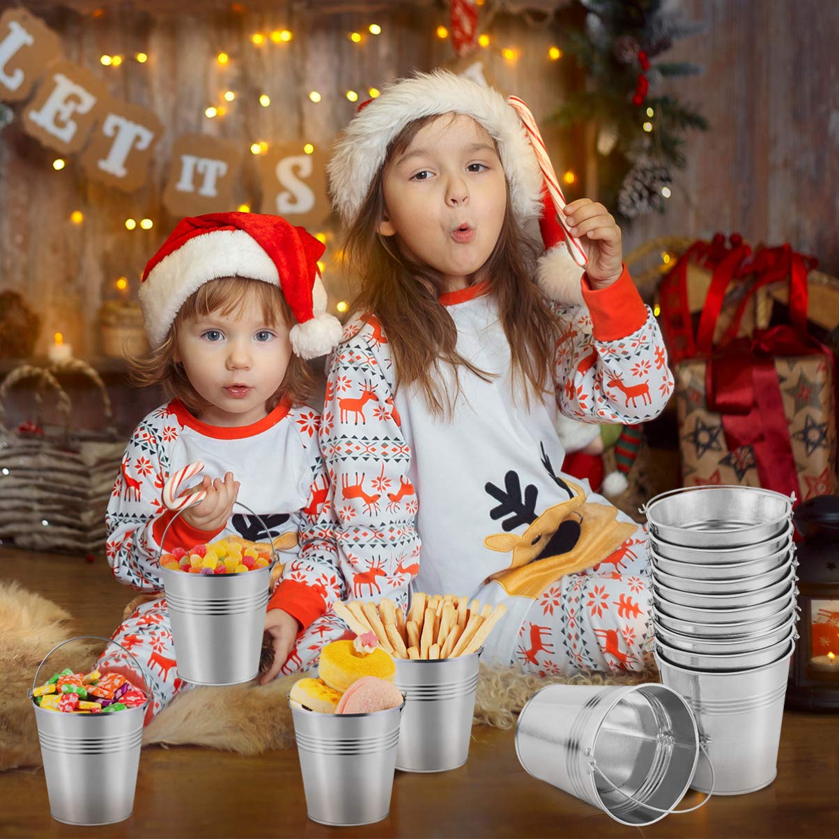 TOYANDONA 12 Pièces Seaux en Métal Mini 10.50X10.50X7.20Cm Seaux en Fer Blanc pour Bonbons Frites Collations Cadeaux De Fête Pot De Fleurs Suspendu Décoration Maison