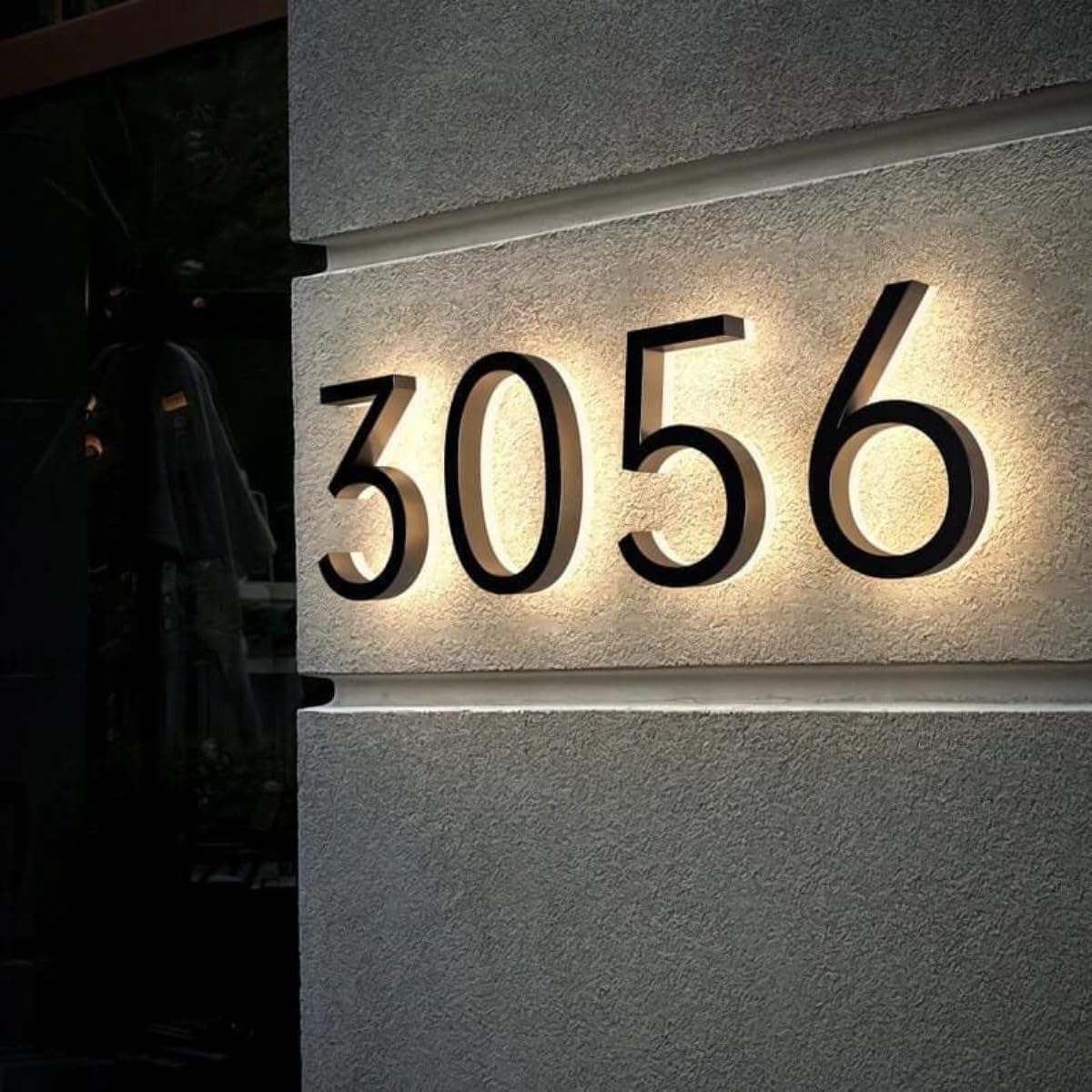 Targa con numero civico illuminato personalizzato, targa con numero civico a LED, moderna retroilluminata, decorazione per la casa all'aperto (argento, altezza 12,5 cm)