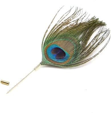 Decorative Peacock Feather Brooch Pins, Set of 2, Vintage Style Lapel Stick Pins for Hats and Accessories