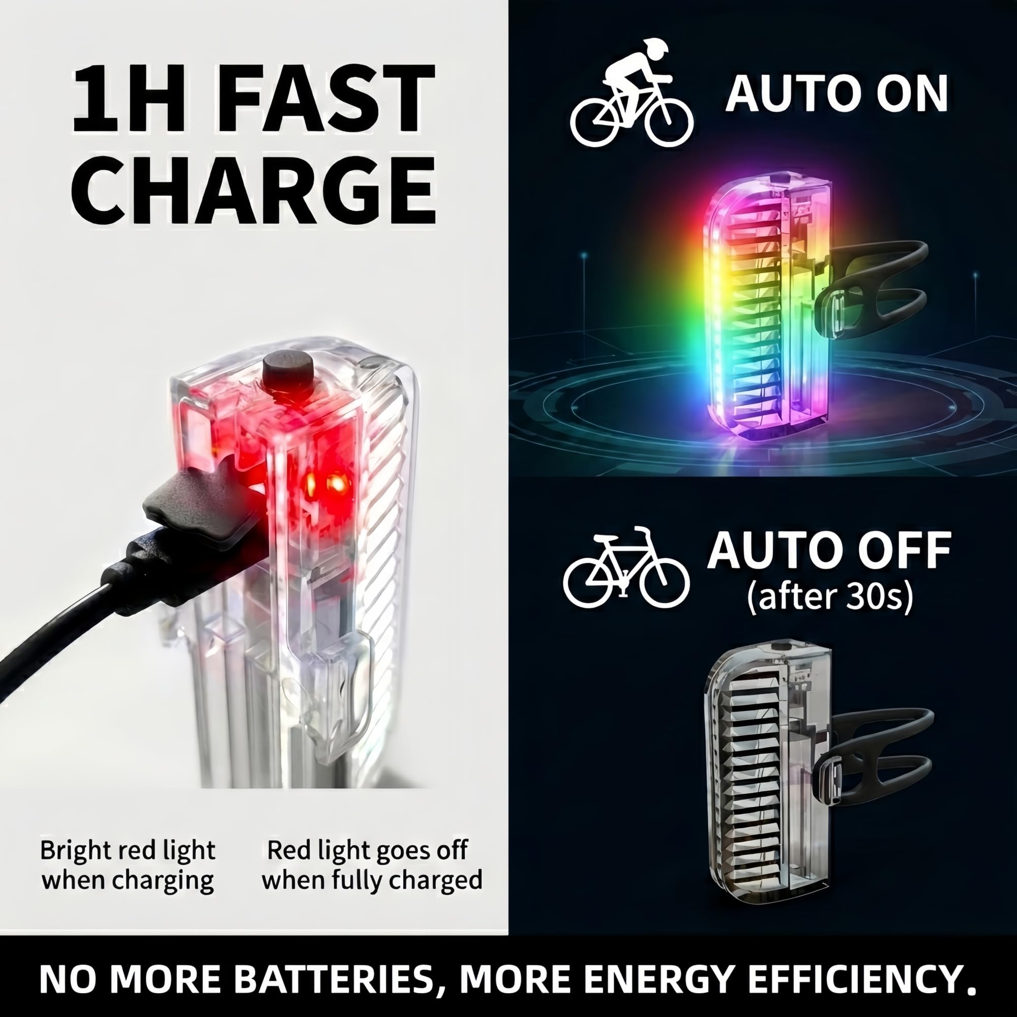 HANZE Lumières LED rechargeables pour rayons de vélo - 7 couleurs avec 12 modes clignotants - Détecteur de mouvement marche/arrêt automatique - Accessoires étanches pour vélo électrique pour enfants