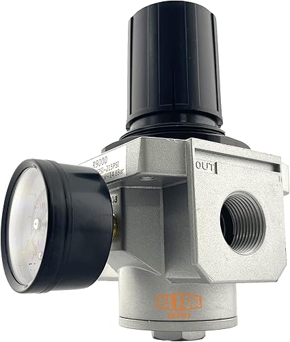 Miniatura 5 de 1" regulador de presión de aire comprimido en línea estupendo NPT para compresor de aire, 7 a 215 PSI ajustable