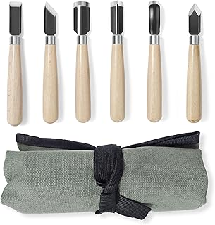 Wood Carving Tools Set - Chisel Set with Canvas Case, Carving Chisels Set Woodworking for Adults, Wood Whittling Knives Tools Set for Beginners, Hobbyists and Professionals