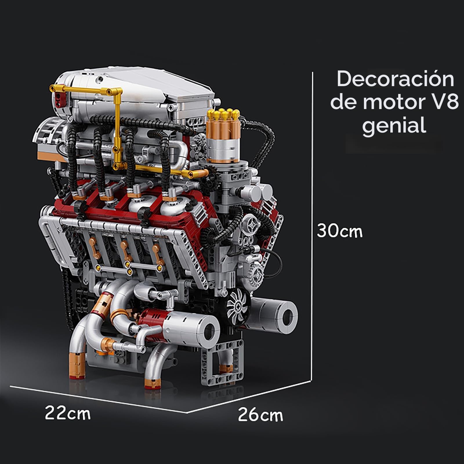 Technik V8 - Kit de construcción de motor para adultos con motor, motor de pistón V8, juguete de construcción, MOC DIY STEM Hobby Bloques de construcción, juguetes regalos para niños y