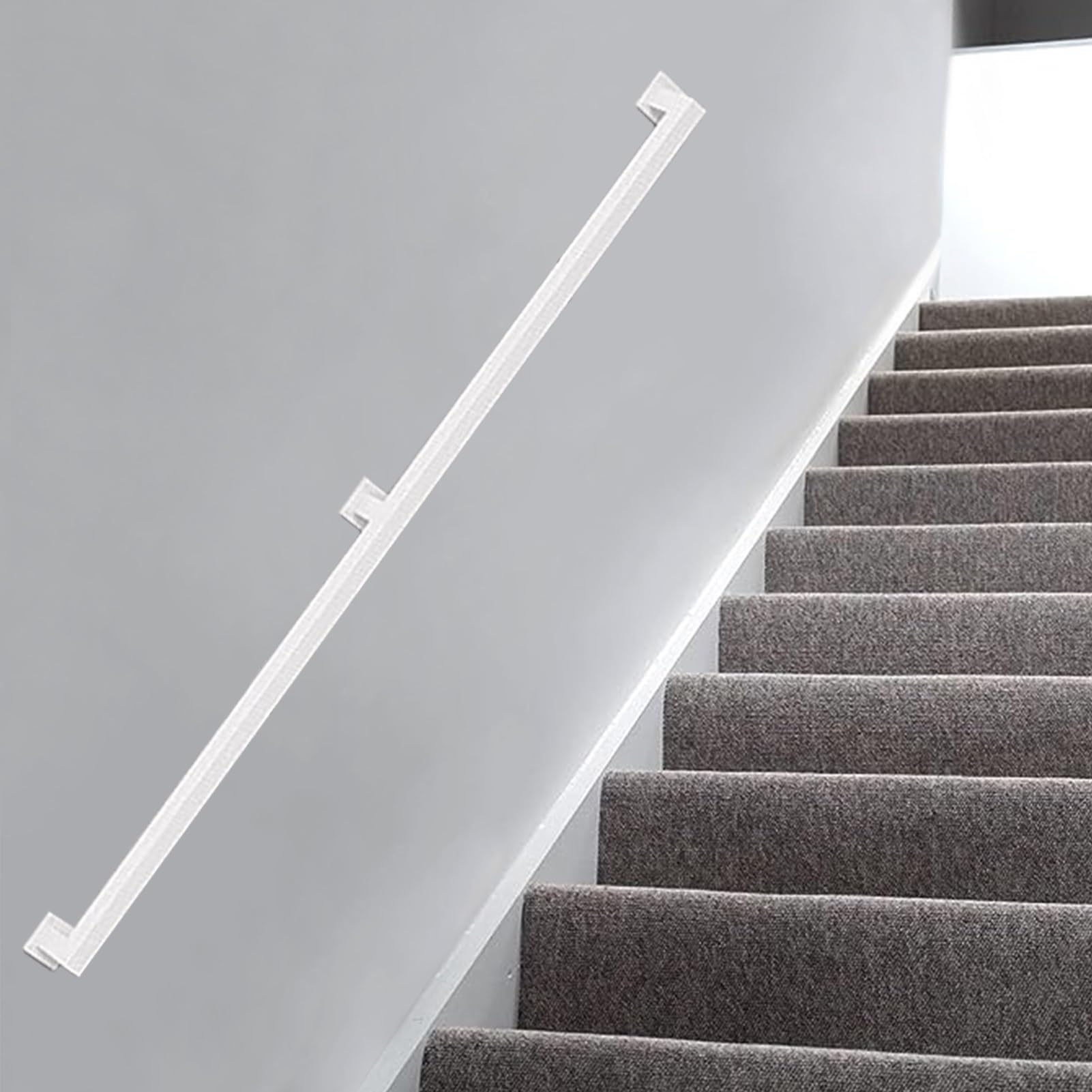 Attrex White 1-20Ft Modern Stair Railing Black Metal Wrought Iron Pipes Balusters Hand Rails For Indoor Outdoor Loft Steps Stairs Wall Mount Staircase Handrails Bannister(,14Ft/420Cm)