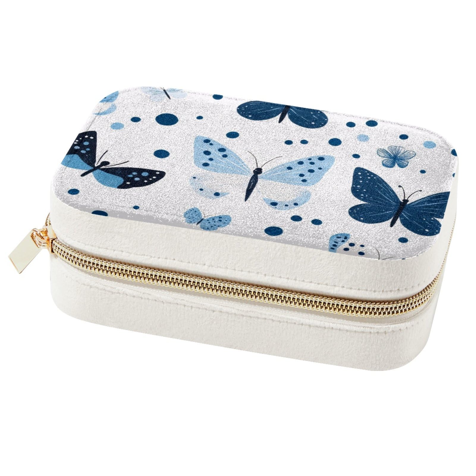 Boîte à bijoux pour femmes et filles cadeau idéal bleu clair avec motif papillon