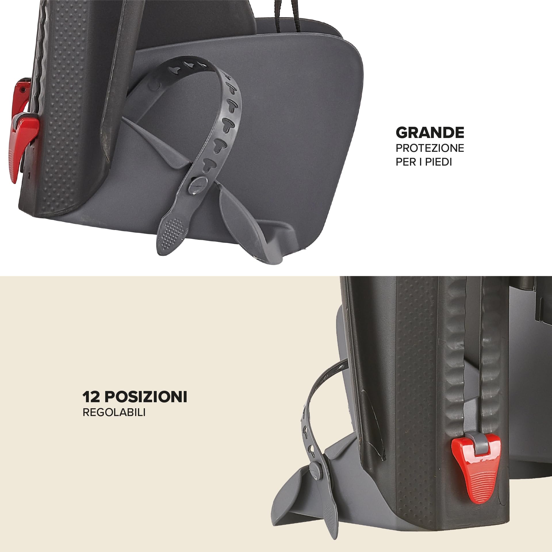 Polisport 8632200029 Bilby CFS AMZ Seggiolino Posteriore Bambini, 9 Mesi–6 Anni, Cintura Imbottita 5 Punti, Poggiapiedi Regolabili, Compatibile Con Portapacchi, Nero/Grigio Scuro