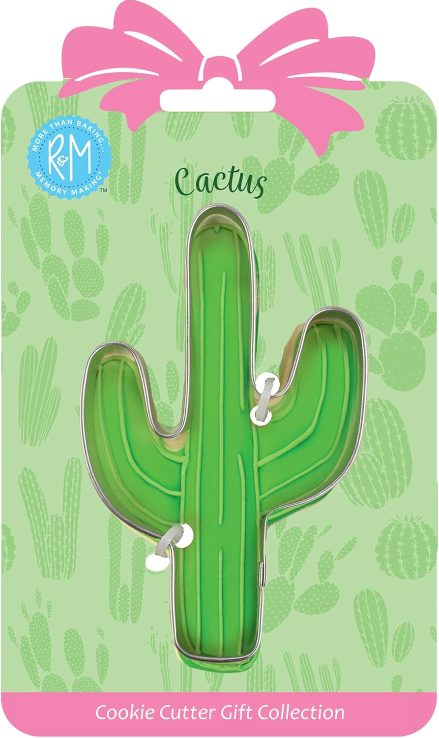 R&M Cactus Cookie Cutter 4" - Stainless Steel - Gift Tag Carded