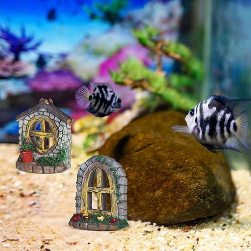 Miniatura 2 de DOITOOL 4 piezas de ventanas y puertas de hadas, accesorios de jardín de hadas, escultura de jardín, adorno de césped, mini jardín, miniaturas de