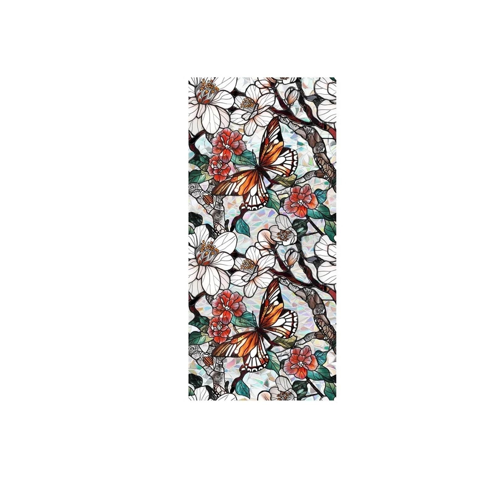 SHALLEZSOU Window films Window Film Sun Catcher Static Glass Stickers Non-Adhesive Sticker Decorative Privacy Flower Decal Painted