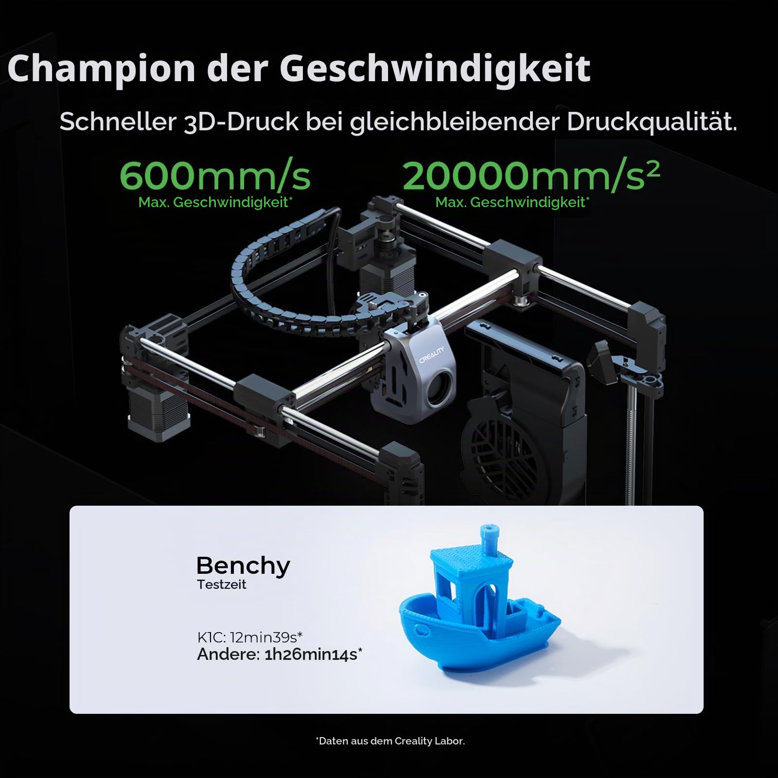 Creality K1C 3D-Drucker mit hoher Geschwindigkeit 600 mm/s, 3D Drucker mit Al Kamera, geeignet für 3D-Druck aus Kohlefaser, verstopfungsfreies Extruder, schnell austauschbare Tri-Metall-Düse, Kühltrio