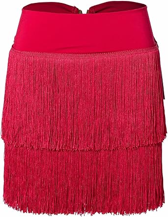 Women Latin Dance Skirt Double-Layer Encryption Irregular Tassel Skirt National Standard Dance Training Clothes