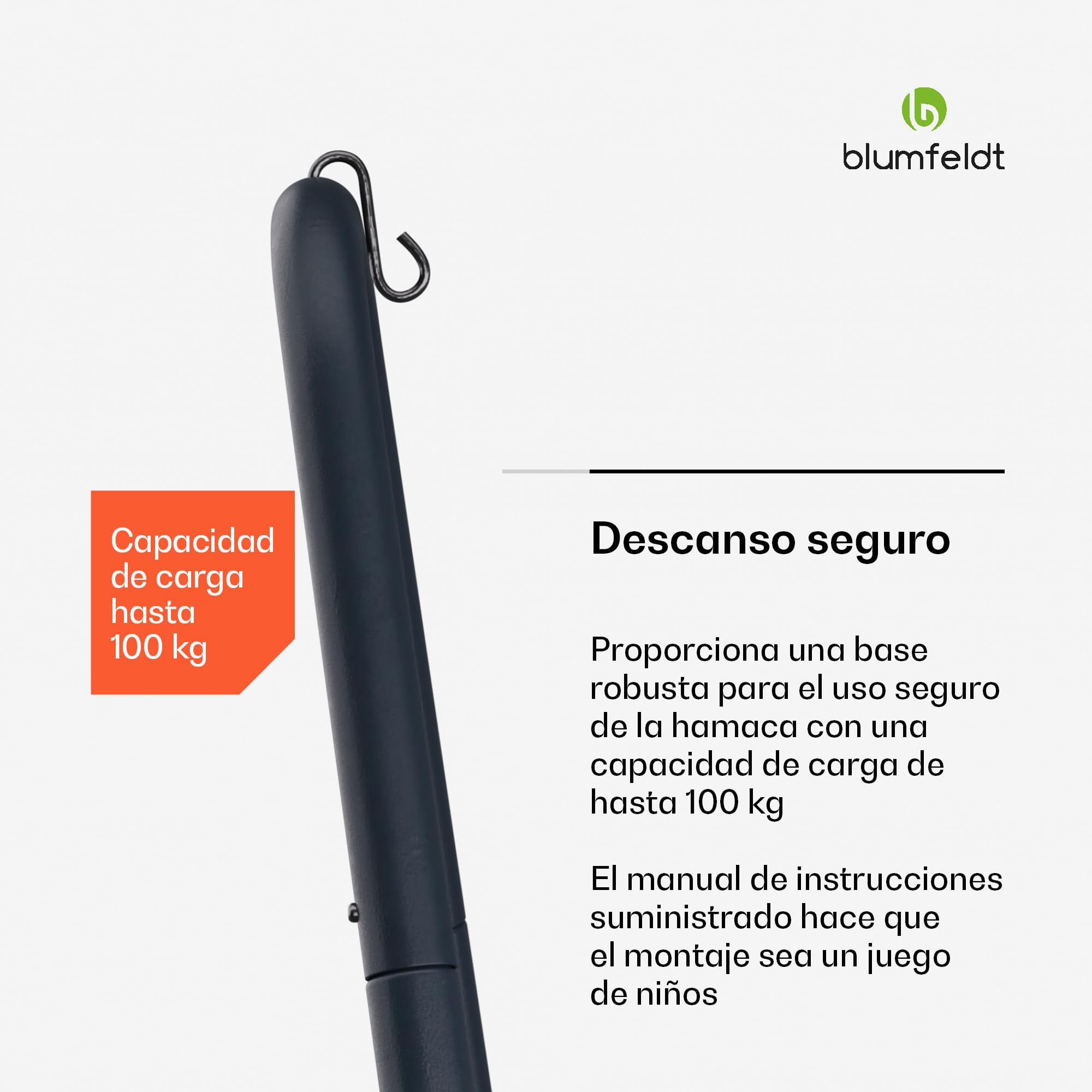 blumfeldt Soporte Estructura de Hamaca – Armazón de Acero para Hamaca, Capacidad 100 kg, Resistente al Óxido e Intemperie, Diseño Estable, 81,5×147×111cm