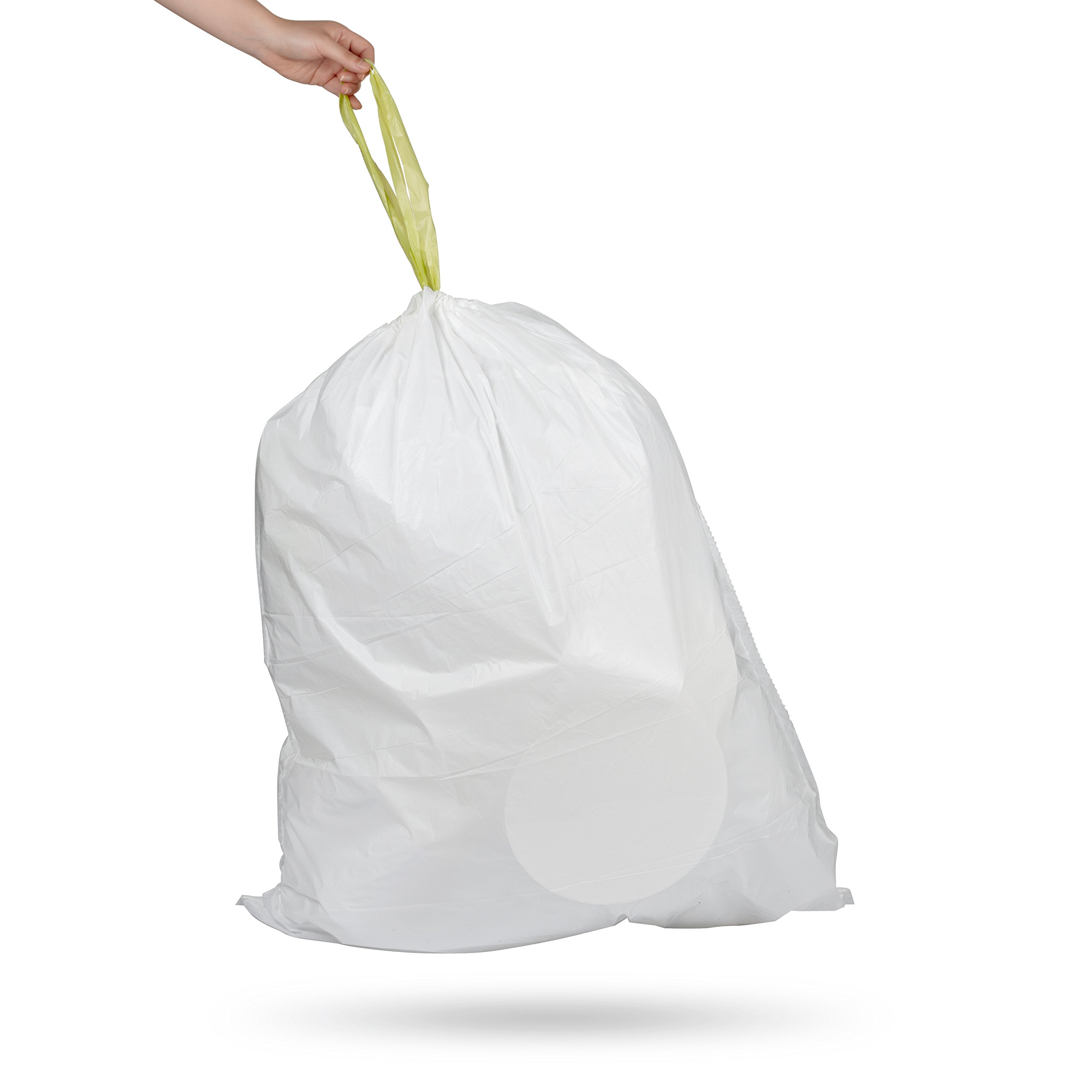 Ninestars Bolsas de basura blancas extrafuertes con cordón, 21 galones, 90 unidades, bolsas de basura con cordón de cocina, 80 litros, total 90 bolsas de basura