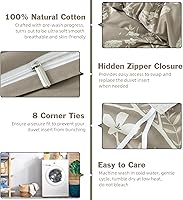 Vista 4 de EWlinens Funda de edredón floral tamaño King, funda de ropa de cama con ramas color marrón topo, juego de ropa de cama de algodón de 3 piezas