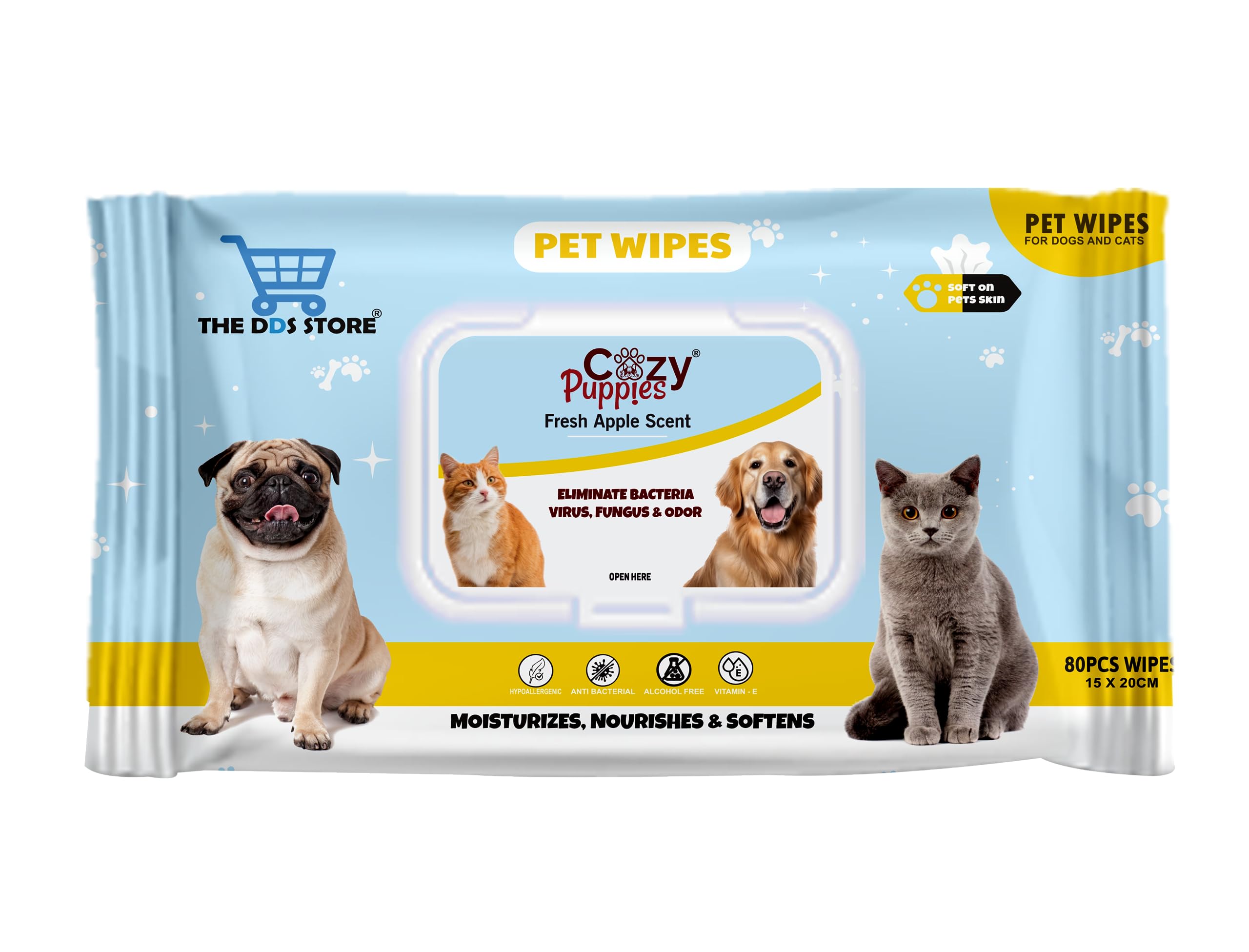 The DDS Store Dog & Cat Wipes 80 Pack, Quick Fix Paw & Body Wipes, Apple Scent Pet Hygiene Cleaning Wipes Size : 20cm x 15cm (B0BCX4R3H1) Amazon Price History, Amazon Price Tracker