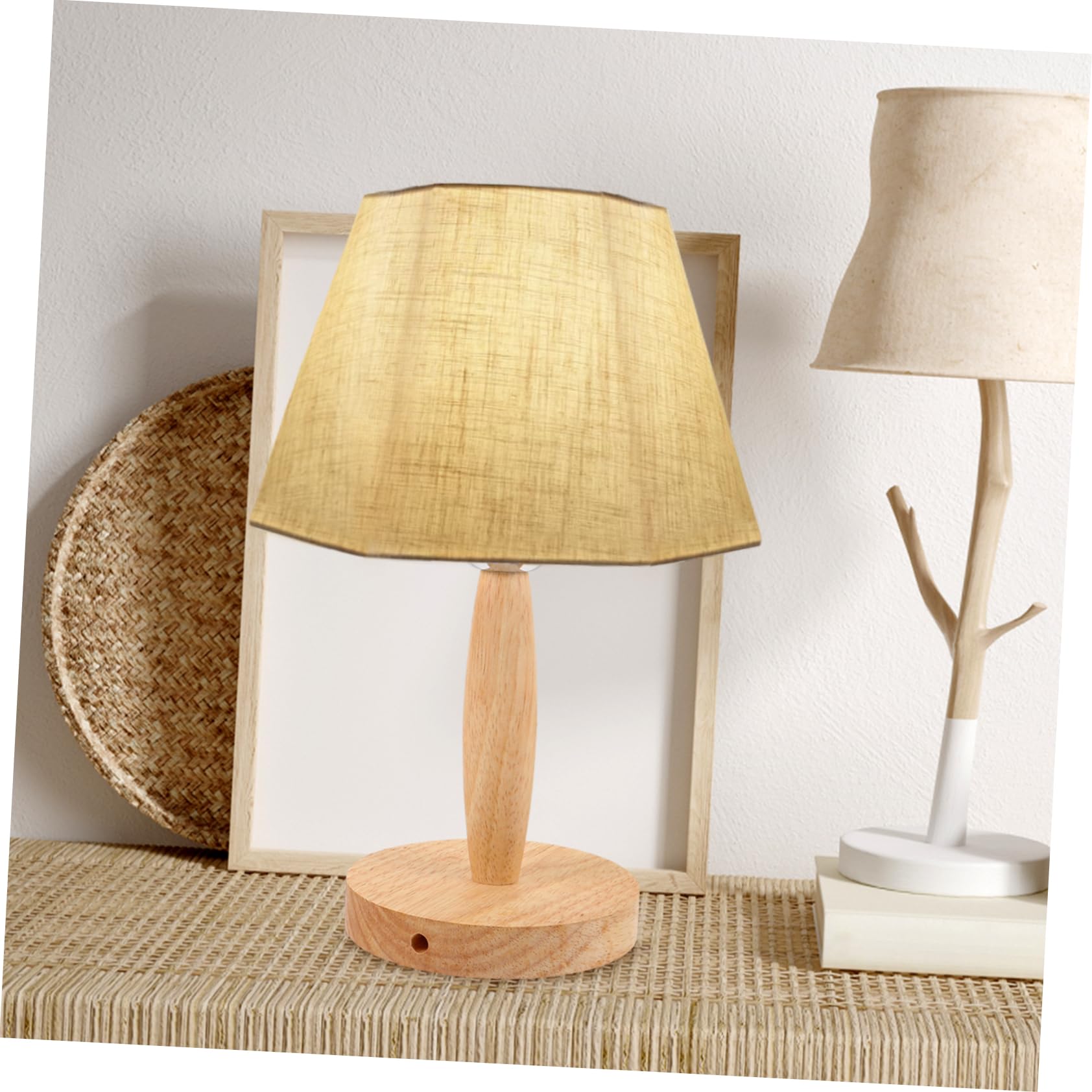 Lampada da Tavolo Fai da Te per Comodino, Base in Ferro e Legno, per Camera da Letto