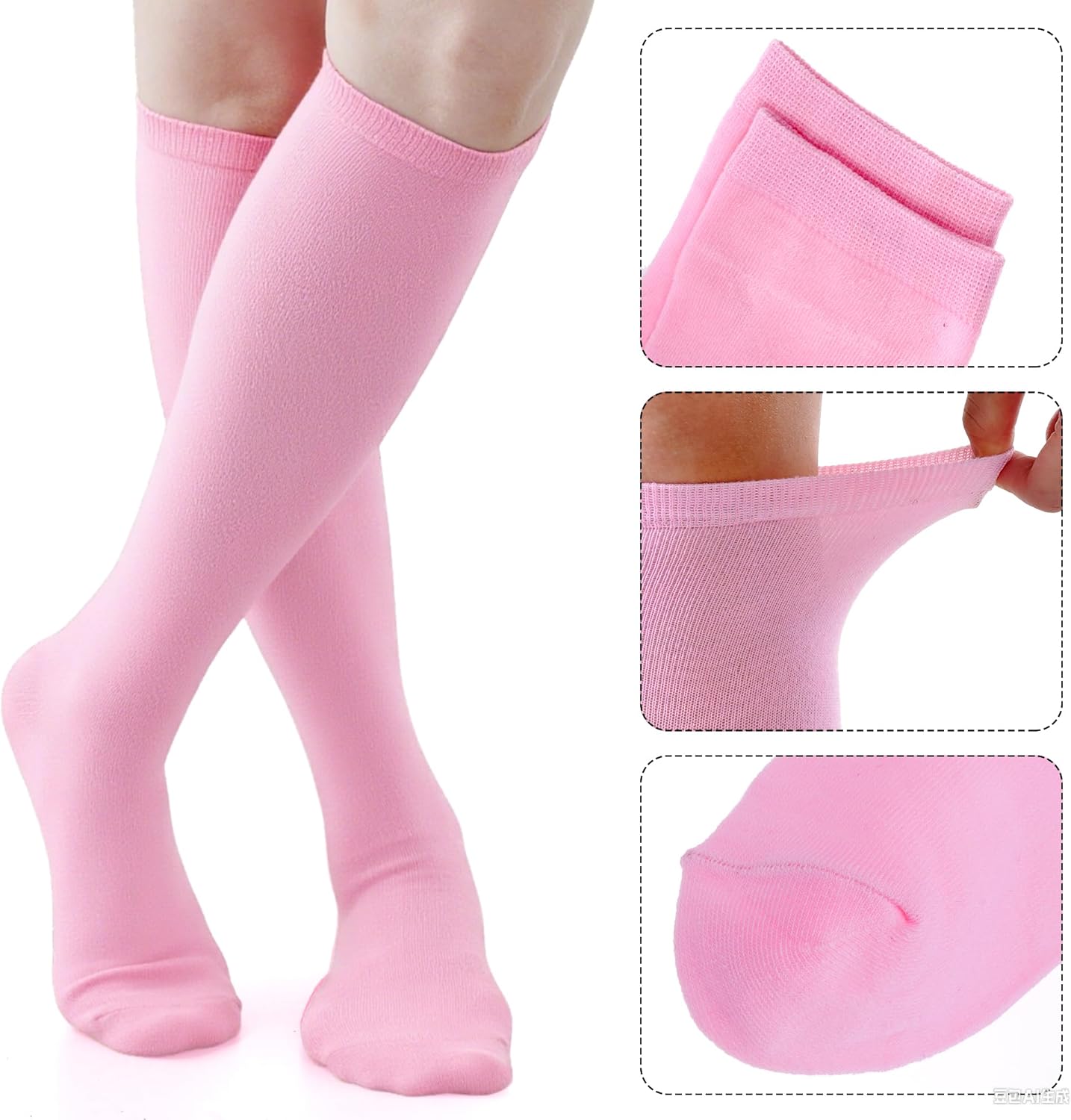 Dxhycc 3 Pairs Girls Knee High Socks Soft Cotton School Uniform Dress Socks Long Over The Knee - Image 2