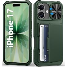 BXYJY for iPhone 17 Case Wallet, Credit Card Holder 4-5 Cards, Green