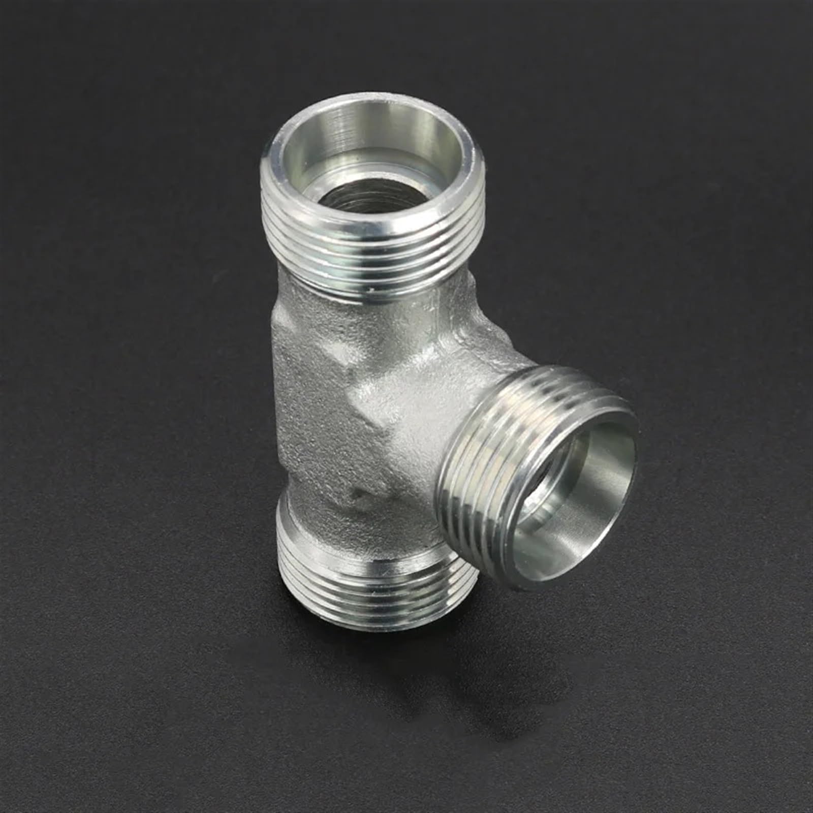Conector en T de 3 vías Conector en T de Tubo Aceite con Casquillo Acero al Carbono, unión transición hidráulica Alta presión, Rosca Externa métrica(AC52)