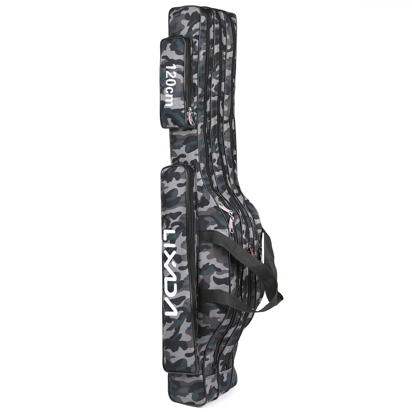Sac de Pêche Lixada 3 Couches Bandoulière 90 cm Portable Pliable Canne à Pêche Étui