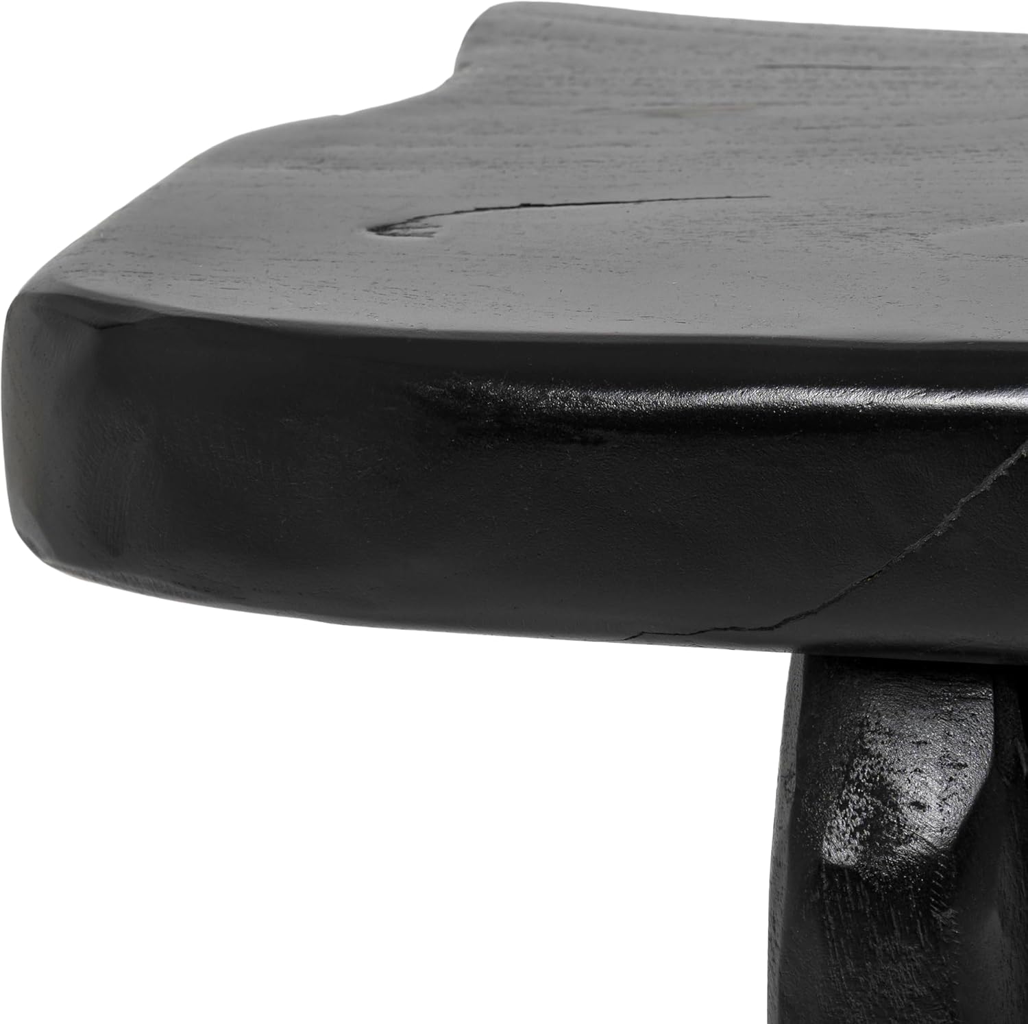 JONATHAN Y Stumpy 35" Live Edge Solid Teak Wood Entryway Stool, Black | Handcrafted Backless Armless Accent Seating, Rustic Minimalist Style, 275 Lb Capacity, Indonesia Made, Bench