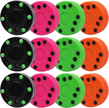 Green Biscuit Roller Hockey Puck 12 Pack Multi Color