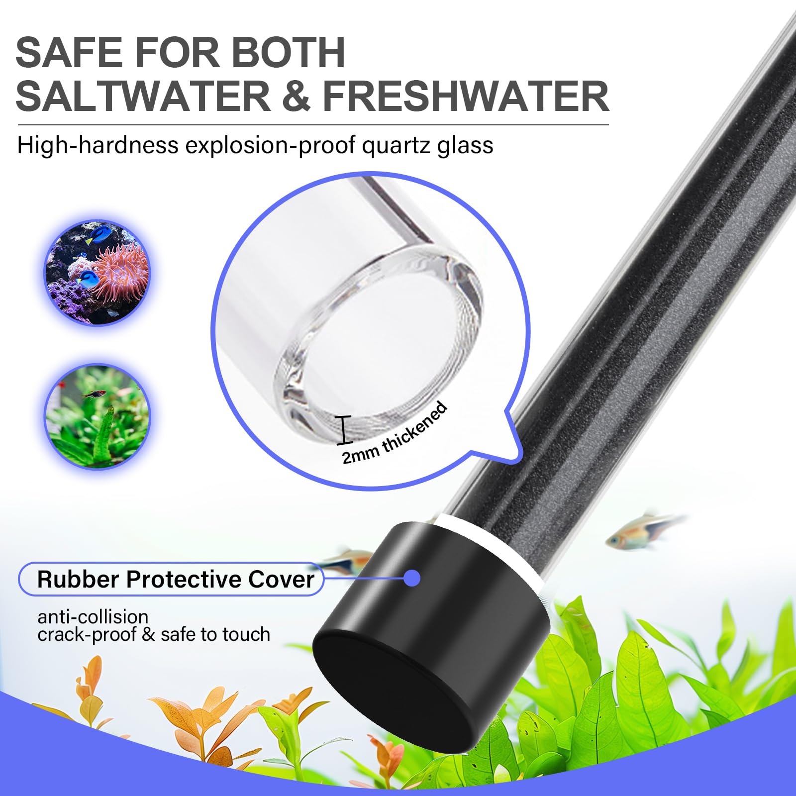 hygger Calentador de acuario de 300 W para tanques de 40 a 60 galones, control preciso de temperatura de ± 0,5 °C, doble sonda, controlador externo, protección contra sobrecalentamiento y