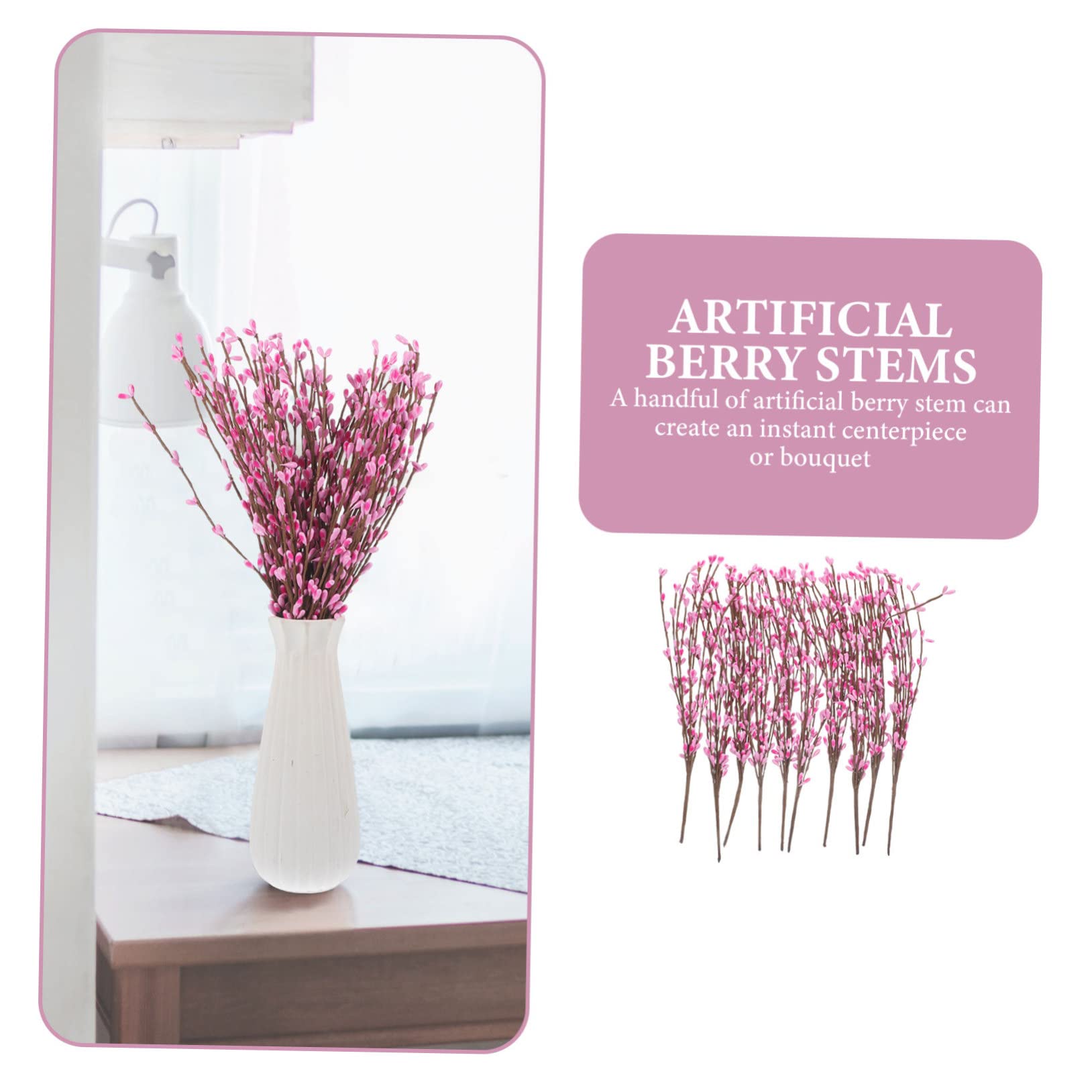 Cabilock 10 Pezzi Steli di Bacche Decorative Rosa per Composizioni Floreali