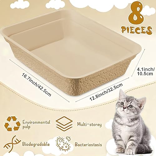 Miniatura 2 de Paquete de 8 cajas de arena desechables para gatos, bandeja de arena portátil de papel para gatos, caja de arena reciclada para gatos, para conejos,