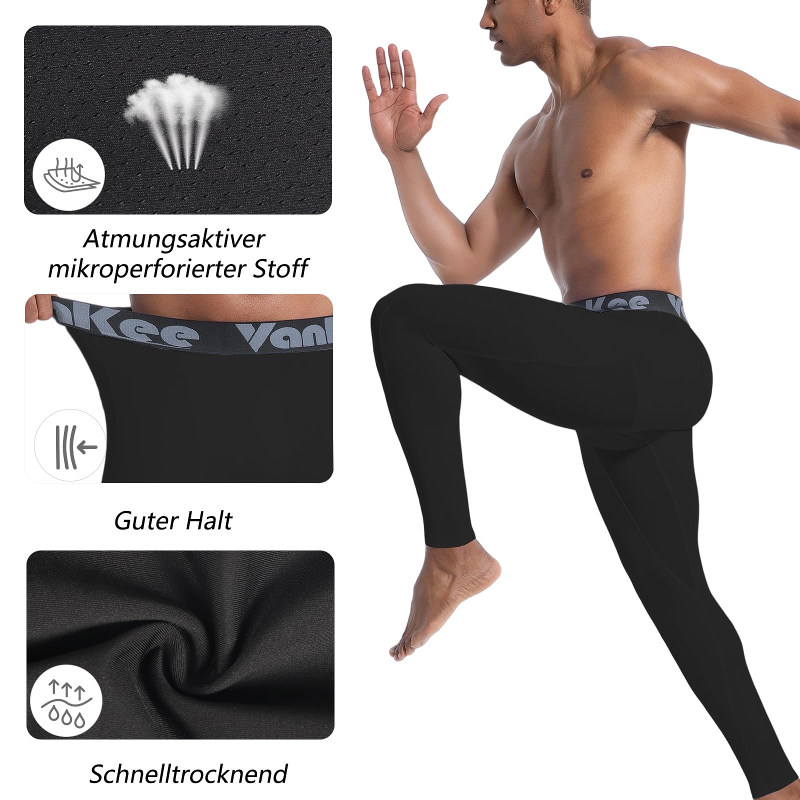 Pantalones de Compresión para Hombre con Bolsillos Mallas Deportivas para Correr Pantalones de Secado Rápido Capa Base de Sudor para Baloncesto Fútbol Yoga Gimnasio