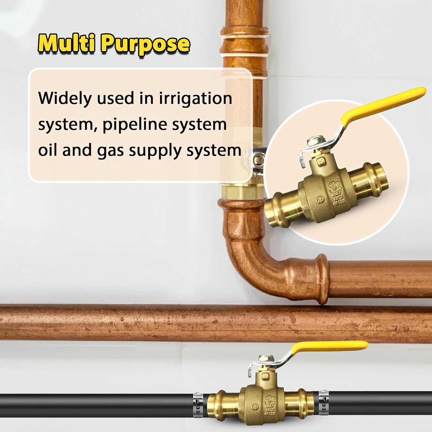 Propress Brass Ball Valve - Press Shut Off Ball Valve with EPDM O-ring Fit Both End - Premium Water Stop Shut Off Tool with Connections (Pack of 10, 3/4')