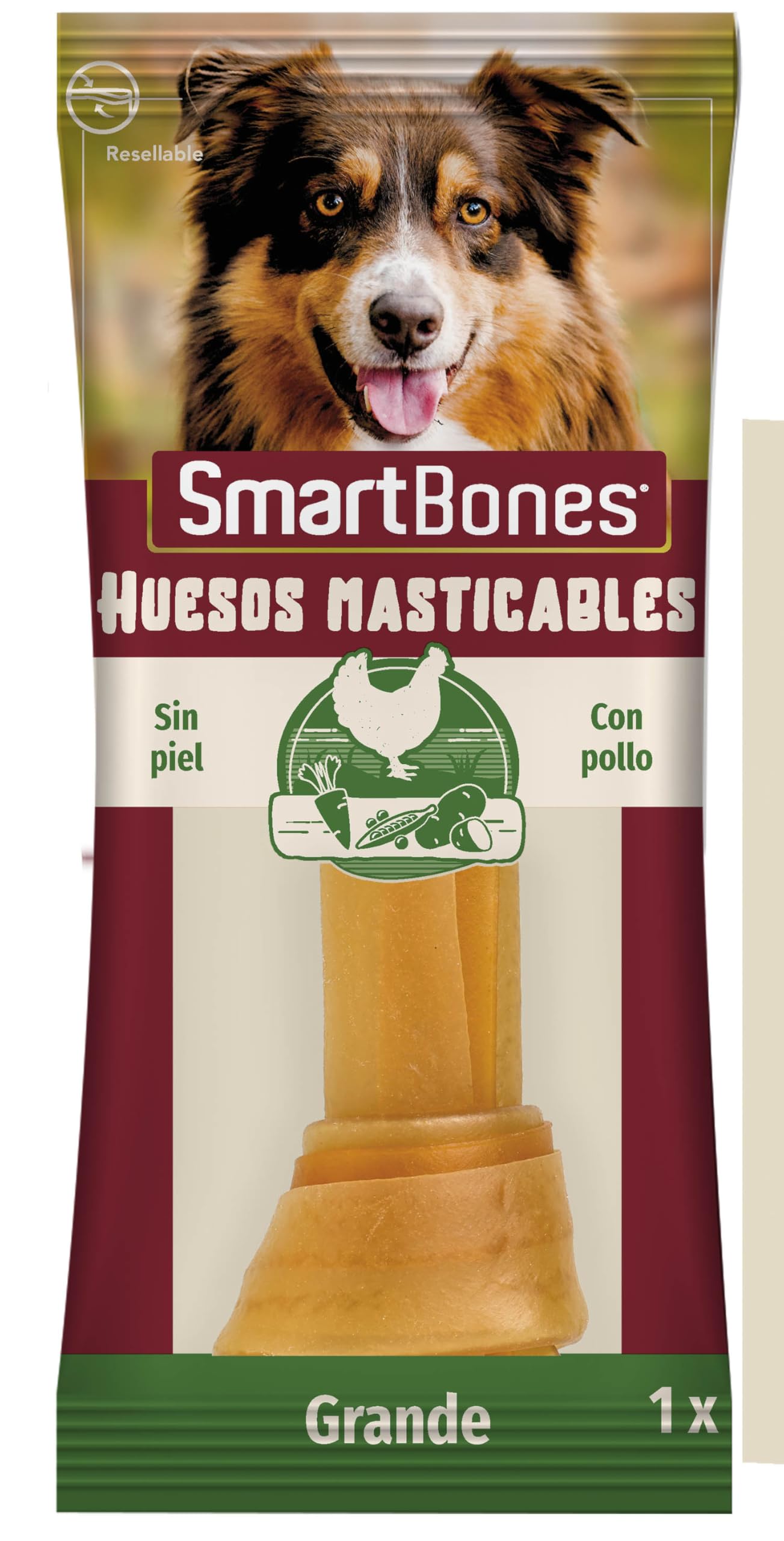 SmartBones Pollo Huesos masticables Grande para perros, 1 pieza
