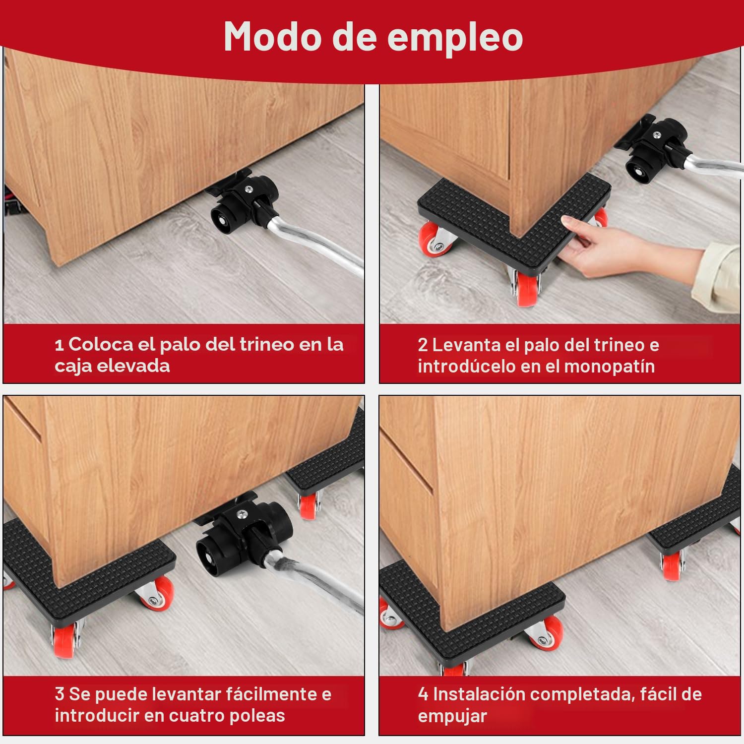 Kit Eelevador de Muebles Pesados con 4 Ruedas,Mover Muebles con Rodillo, Giratorio 360° Ruedas, Carga de 500kg,Elevador de Muebles para Sofá Lavadora