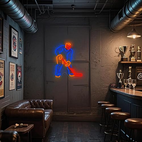 Miniatura 25 de Luz de neón retro de béisbol en azul eléctrico y rosa, vibrante decoración de pared LED para sala de juegos, dormitorio de TikTok y bar, regalo Azul