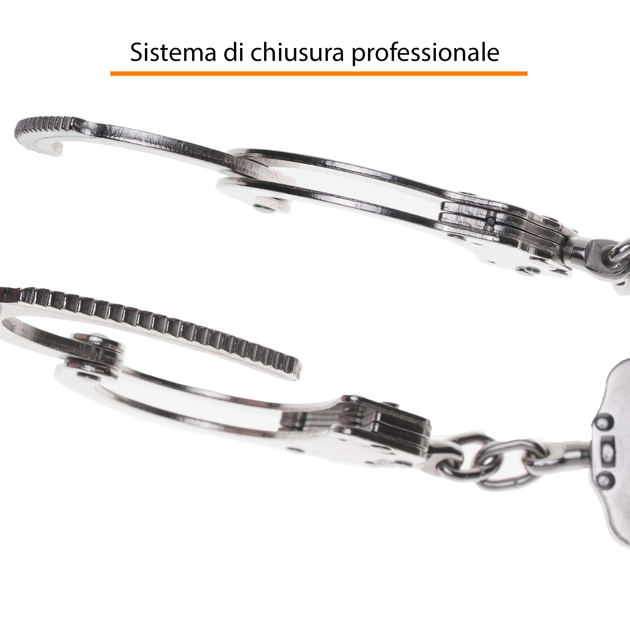 Armeria Lamanna Manette Polizia Vero, esposas profesionales de acero, doble cierre, incluye dos llaves, 20 posiciones, acero al carbono, medidas 23,5x9x1,5 CM