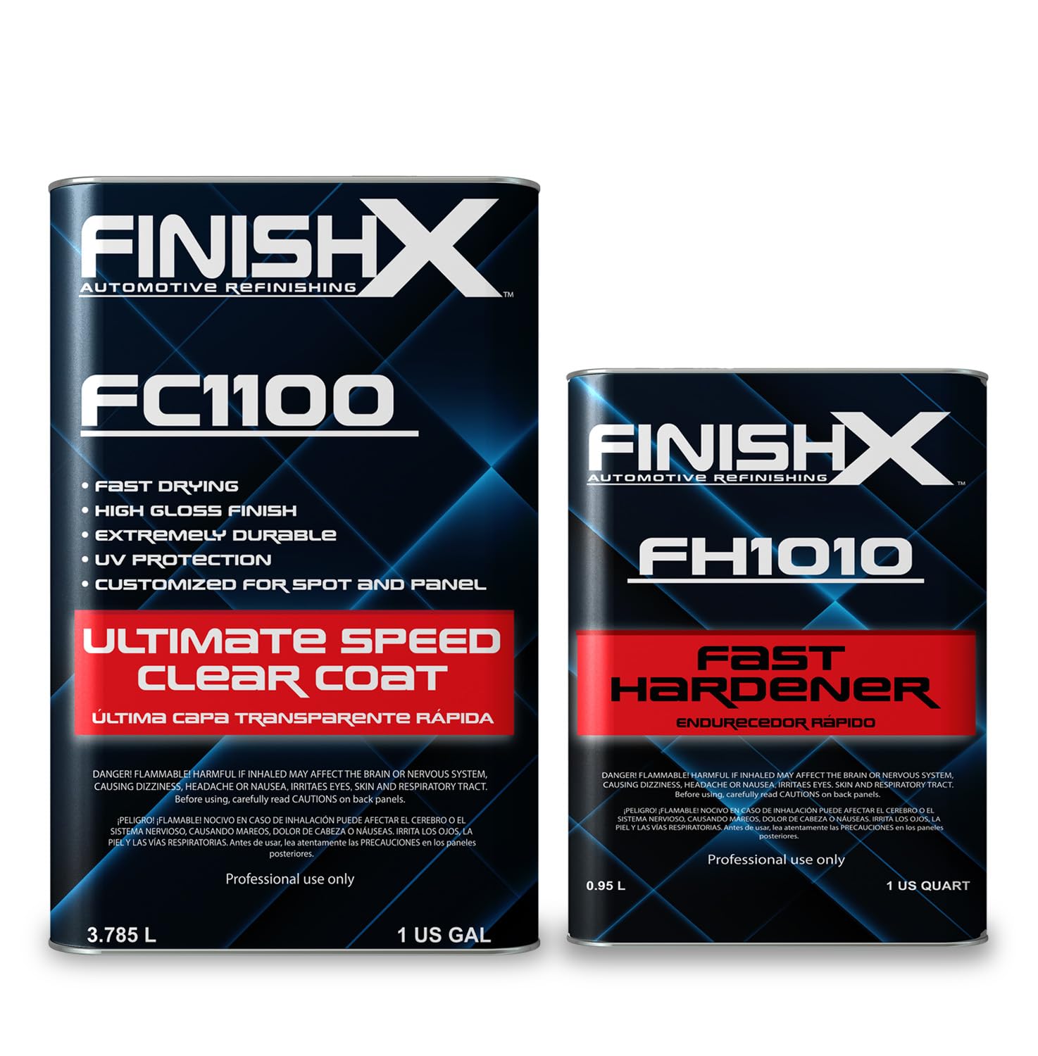 FinishX Automotive Refinishing Ultimate Speed Clear Coat (FC1100-1 Gallon) 4:1 Kit with Fast Activator/Hardener (FH1010-1 quart), High-Gloss Finish,
